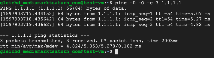Final Ping test VM