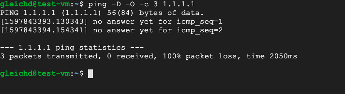 First Ping test VM